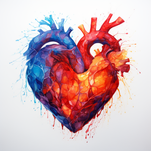 Abstract watercolor heart art painting