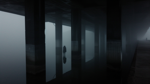 Abstract Building in Fog - Minimalist Traincore