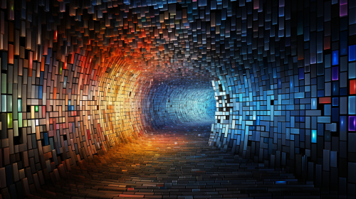 Door opening to abstract wonder of code