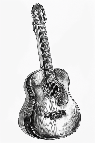 Black ink style acoustic guitar image