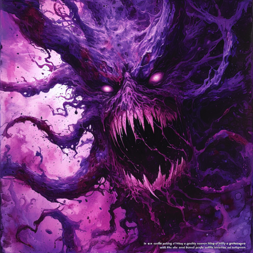 Mauve cosmic horror acrylic painting