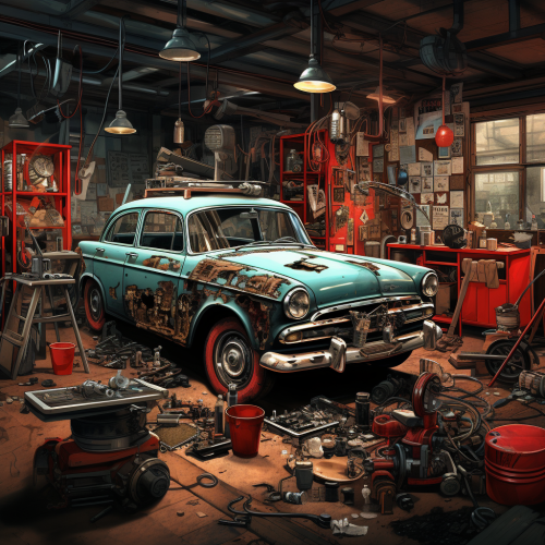 People working in car workshop People working in car workshop