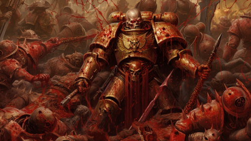 Adeptus Custodes fighting Bloodletters in detail Adeptus Custodes fighting Bloodletters in detail