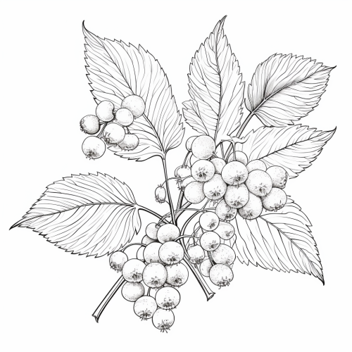 Adult Coloring Baneberry Stems Rosalind Wheeler Drawing