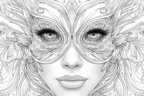 Adult Coloring Book Page Poly Shape Mask