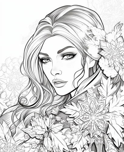 Simple snowflake coloring page for adults