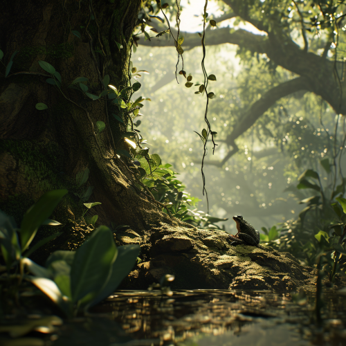 Scene from adventure game in forest