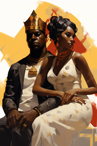 African male holding European woman playing cards together