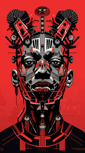 African Tribal Cyberpunk Characters Art