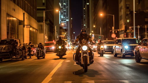 Group of African-American bikers assembling Group of African-American bikers assembling