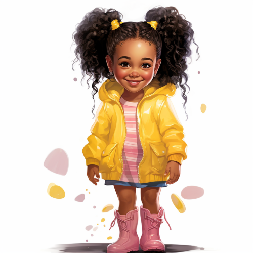 Cute African American girl with afro puffs