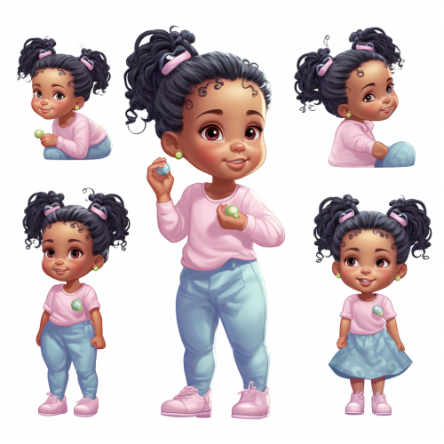 Cute African American girl with pigtails puffs