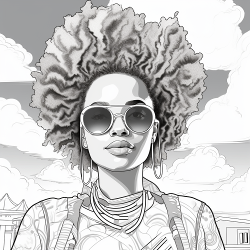 African American Woman wearing Sunglasses coloring page
