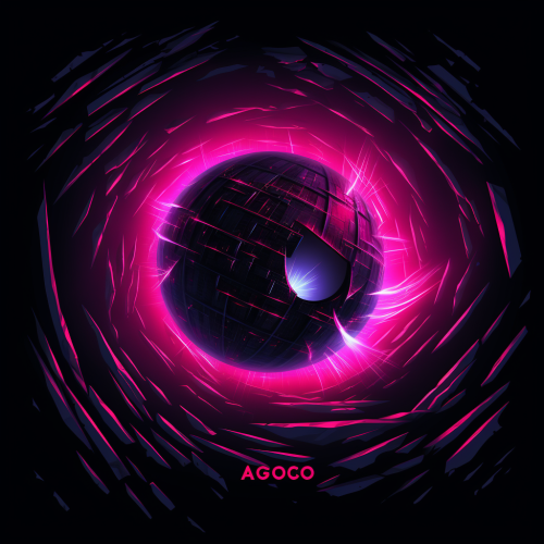 Neon-colored music symbol burst on sphere of light