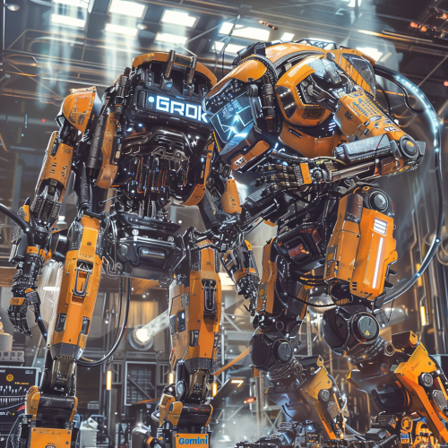 Two AI machines fighting fiercely