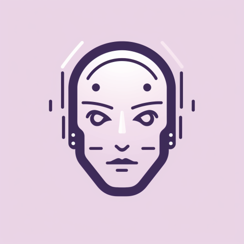 AI robot face flat icon
