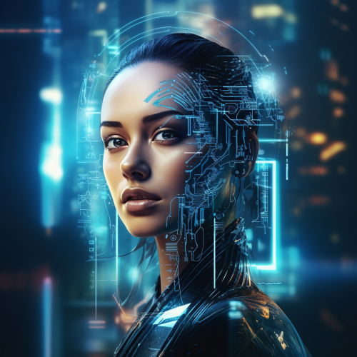 AI technology holographic style banner