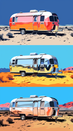 Colorful Airstream Camping in Warhol Style