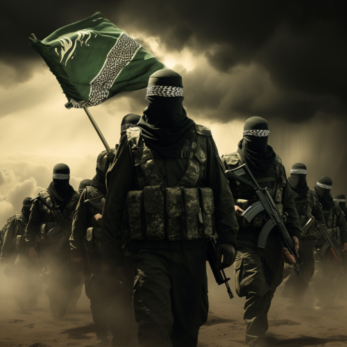 Al-Qassam Brigades holding Palestine flag Al-Qassam Brigades holding Palestine flag
