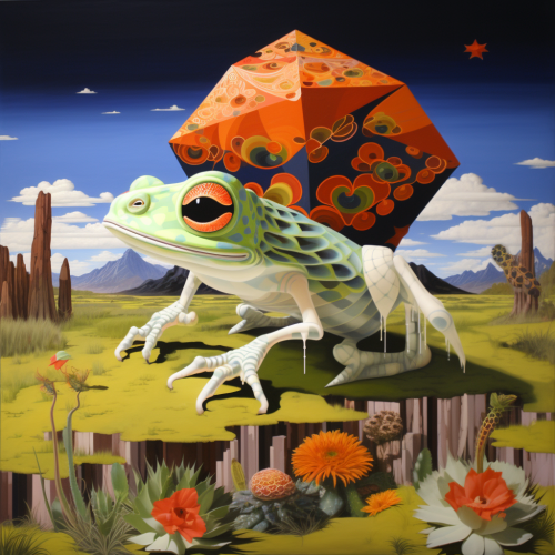 Colorful Alebrije Toad on Desert Plain