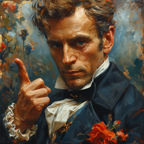 Illustration of Emmanuel Macron making a love hand sign