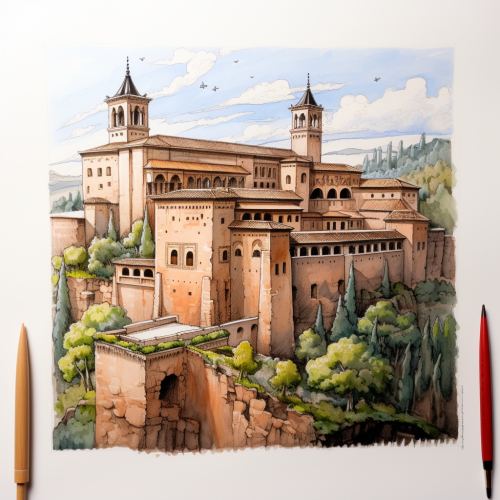 Alhambra Granada Pixar Drawing