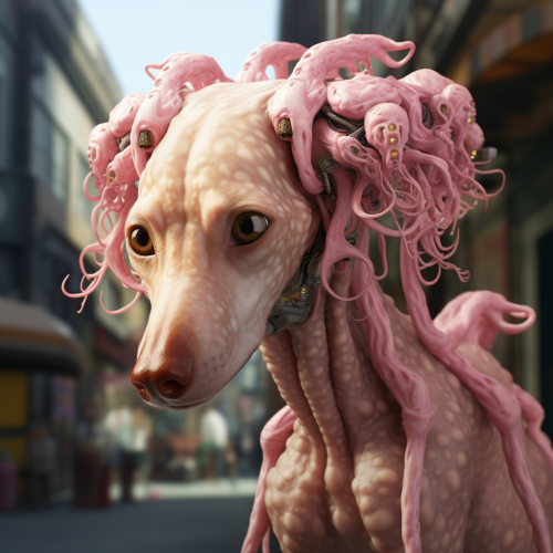 Alien dog with tentacles and heads Alien dog with tentacles and heads