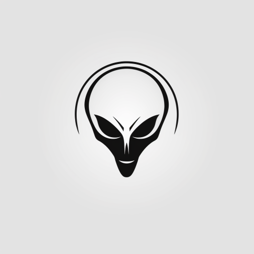 Minimalistic black and white alien head logo vector