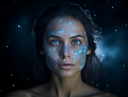 Alien Human Hybrid in Starry Night Sky