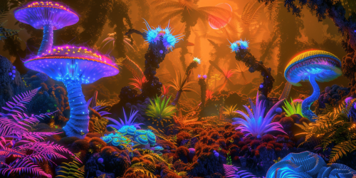 Contaminated Alien Rainforest with Bioluminiscent Flora Contaminated Alien Rainforest with Bioluminiscent Flora