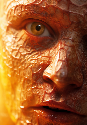 Close-up shot of mesmerizing alien being face Close-up shot of mesmerizing alien being face