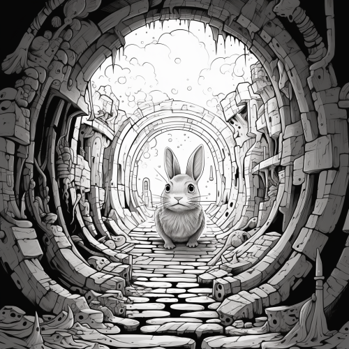 Ancient Alien Tunnel Animal Illustration