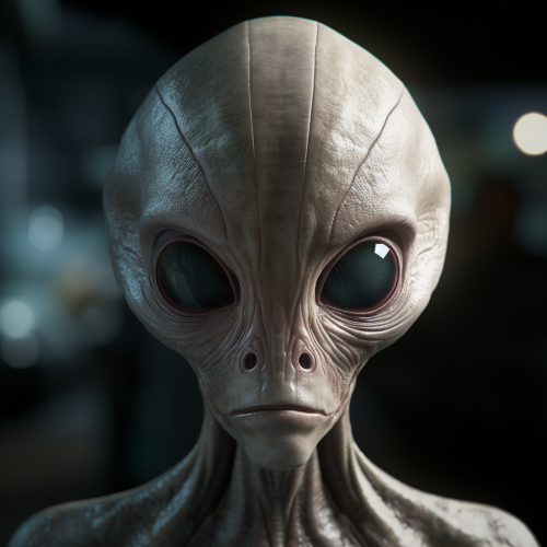 Alien costume watching in camera