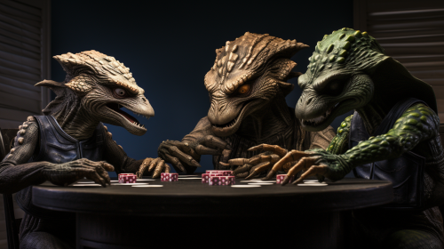Four alien species playing cards