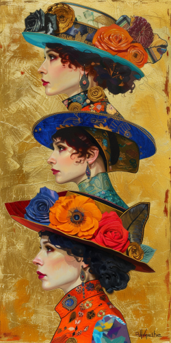 Allegorical Female Figures in Hats, Gustav Klimt