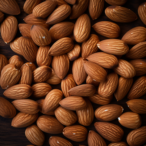 Freshly Harvested Almonds on White Background