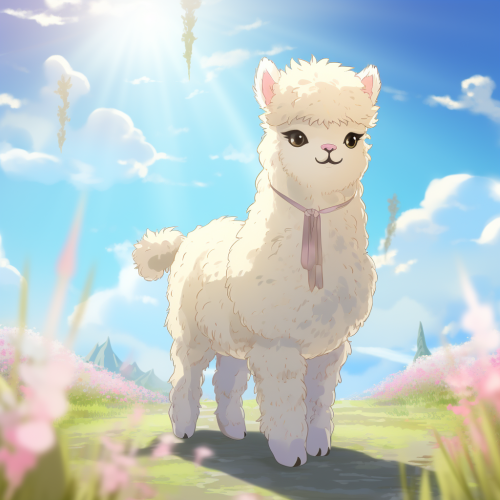 Alpaca overcoming weakness in kodomomuke anime style