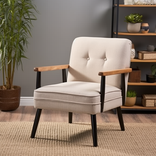Modern beige arm accent chair