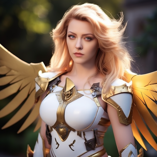 Amber Heard in Realistic Mercy Cosplay