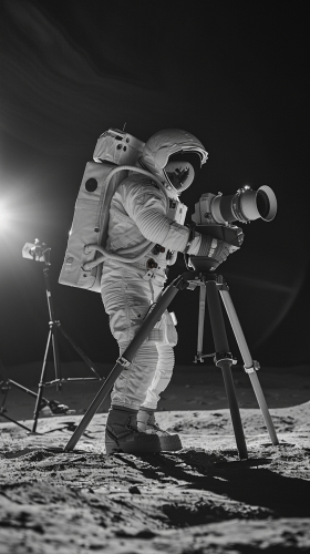 American astronaut on lunar surface