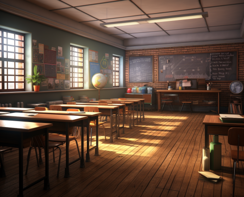 American High School Classroom Scene