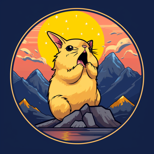 American Pika howling logo in Miyazaki style
