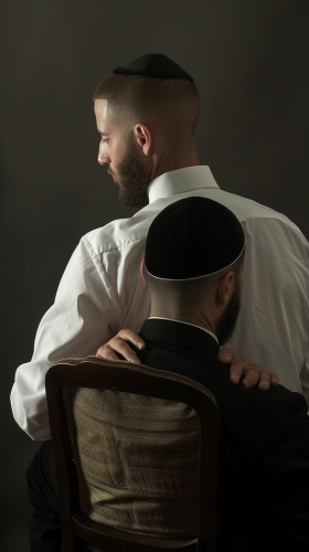 American Hasidic Men Sitting and Smiling
