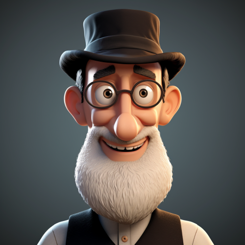 Amish comic character pixar style
