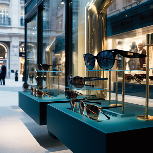 Exquisite designer sunglasses reflecting Amsterdam's vibrant streets