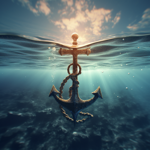 Anchor floating delicately in pristine water