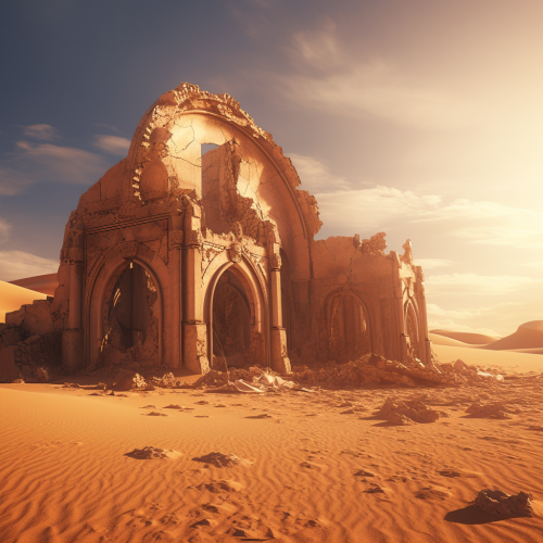 Ruined temple in desert sands