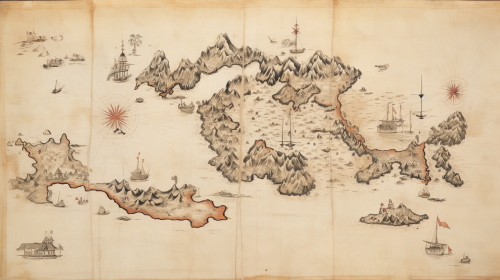 Ancient Asian Hand-Drawn Map Picture