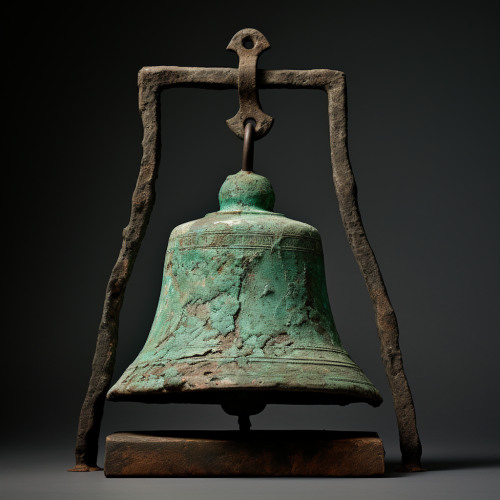 Ancient bell with verdigris and scratches