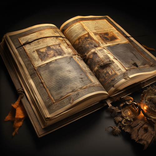 Detailed ancient manuscript with rich historical content